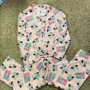 Girls Pajama Set- “Midnight Snacker- Raccoon”